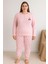 Kadın Büyük Beden Raporlu 0249 Pijama Takımı Pembe 1
