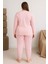Kadın Büyük Beden Raporlu 0249 Pijama Takımı Pembe 2