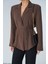 Kadın Kruvaze Yaka Bağcıklı Basıc Sezonluk Ceket 1