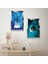 Gümüş Aynalı Pleksi Çerçeveli Mavi Arka Planlı Dini Modern Ikili Mdf Tablo Seti 2
