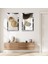 Gümüş Aynalı Pleksi Çerçeveli Krem Rengi Soyut Şekiller Ikili Mdf Tablo Seti 1