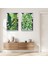 Gümüş Aynalı Pleksi Çerçeveli Yeşil Bitkiler ve Yapraklar Ikili Mdf Tablo Seti 1