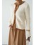 Kadın Düğmeli Krem Kahve Fitilli Hırka 1
