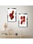 Gümüş Aynalı Pleksi Çerçeveli Beyaz Arka Planlı Modern Kırmızı Şekiller Ikili Mdf Tablo Seti 2