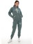 Petrol Şık Polarlı Kadın Eşofman Takımı Paça Lastikli Cepli Kapüşonlu Nakış Detaylı Compact Takım 2