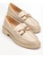 Bej Kadın Loafer Günlük Ayakkabı Kırışık Rugan Tokalı 1