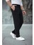 Erkek Paça Yırtmaçlı Burgu Selanik Dokulu Jogger Buggy Pantalon Rahat Kalıp - Siyah 1