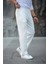 Erkek Paça Yırtmaçlı Burgu Selanik Dokulu Jogger Buggy Pantalon Rahat Kalıp - Beyaz 1