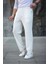 Erkek Paça Yırtmaçlı Burgu Selanik Dokulu Jogger Buggy Pantalon Rahat Kalıp - Beyaz 4