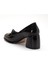 Büyük Beden Kadın Kalın Topuklu Ayakkabı Siyah Rugan Fiyonklu Yuvarlak Burun 5