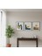 Modern Soyut Dalgalar ve Gün Batımı 3'lü Çerçeveli Tablo Seti,minimalist Salon Duvar Dekoru 3