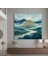 Modern Soyut Manzara Tablo – Mavi ve Beyaz Tonlarda Ağaç ve Doğa Temalı Kanvas Duvar Dekoru 3