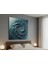 Okyanus Temalı Kabartma Efektli Kanvas Tablo - Doku Efektli Koyu Mavi Modern Tablo, 3