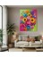 Canlı Renkli Yağlı Boya Efektli Çiçek Buketi Kanvas Tablo, Oturma Odası Için Çok Renkli Tablo 3