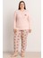 Kadın 0268 Büyük Beden Raporlu Pijama Takımı Vizon 1
