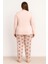 Kadın 0268 Büyük Beden Raporlu Pijama Takımı Vizon 2