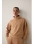 Açık Kahverengi Modal Dik Fermuar Yaka Sweatshirt 14