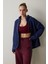 İndigo Termal Etkili Oversize (Bol Kesim) Polar Ceket 13