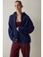 İndigo Termal Etkili Oversize (Bol Kesim) Polar Ceket 14