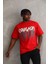 Unisex Baskılı Oversize T-Shirt - Kırmızı -Vlmr 3