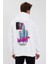 Erkek Baskılı Üç Iplik Kapüşonlu Oversize Sweatshirt - Beyaz -Vlmr 2