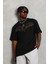 Unisex Oversize Taşlı Bisiklet Yaka T-Shirt - Siyah -Vlmr 2