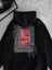 Uzun Kol Kapüşonlu Ön ve Arka Baskılı Sweatshirt - Siyah 3