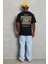 Unisex Oversize Baskılı Bisiklet Yaka T-Shirt - Siyah -Vlmr 4
