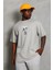 Unisex Oversize Baskılı Bisiklet Yaka T-Shirt - Gri -Vlmr 1