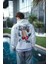 Üç Iplik Penye Kapşonlu Baskılı Sweatshirt - Beyaz -Vlmr 2