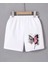 Kadın Beli Lastikli Baskılı Mini Şort - Beyaz -Vlmr 1