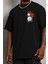 Unisex Oversize Baskılı Bisiklet Yaka T-Shirt - Siyah -Vlmr 2