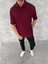 Yakalı Patlı Kısa Kol T-Shirt - Bordo -Vlmr 3