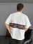 Ön ve Arka Baskılı Oversize Bisiklet Yaka T-Shirt - Beyaz -Vlmr 1
