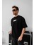 Erkek Baskılı Oversize T-Shirt - Siyah -Vlmr 2