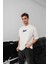 Erkek Baskılı Oversize T-Shirt - Beyaz -Vlmr 4