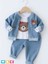 3lü Kombin Kız Erkek Bebek Ayıcık Pelüş Deseni Ceket Sweatshirt ve Pantolon Şık Tasarım Jean Takım 2