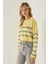 Kadın Çizgili Bisiklet Yaka Kazak Limon Sarısı 13