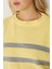 Kadın Çizgili Bisiklet Yaka Kazak Limon Sarısı 15