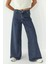 Kadın Yüksek Bel Geniş Bacaklı Kot Pantolon Koyu Mavi Denim 14