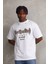 Unisex Kuşgözü Detaylı Baskılı Oversize T-Shirt - Beyaz -Vlmr 2