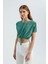 Kadın Çiçekli Yuvarlak Yakalı Bağcıklı Crop Top Yeşil 11
