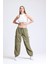 Kadın Açık Mavi Kot Orta Bel Lastikli Paraşüt Pantolon Haki Yeşil 17