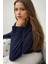 Kadın Bisiklet Yaka Relax Fit Yumuşak Triko Kazak Gece Mavisi 14