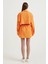 Kadın Geniş Kollu Oversize Kırpılmış Gömlek Parlak Turuncu 12
