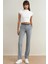Kadın Yüksek Bel Düz Bacak Pantolon Gri 11