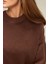 Kadın Bisiklet Yaka Relax Fit Yumuşak Triko Kazak Kahve Kahvesi 16