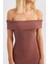 Kadın Omuzları Açık Mini Vücut Şekillendirici Elbise Mocha Kahvesi 15