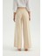 Kadın Kemer Detaylı Yüksek Bel Geniş Bacaklı Pantolon Krem Doğal 14