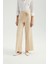 Kadın Kemer Detaylı Yüksek Bel Geniş Bacaklı Pantolon Krem Doğal 15